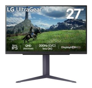 LCD Monitor|LG|27"|Panel IPS|2560x1440|16:9|180Hz|1 ms|Pivot|Height adjustable|Tilt|Colour Black|27GS85Q-B