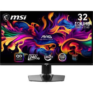 Monitor|MSI|MAG 321UPX QD-OLED|32"|Gaming|Panel QD-OLED|3840x2160|16:9|240Hz|Matte|0.03 ms|Swivel|Pivot|Height adjustable|Tilt|Colour Black|MAG321UPXQD-OLED